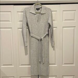 Tahari Light Gray Knit Sweater Dress